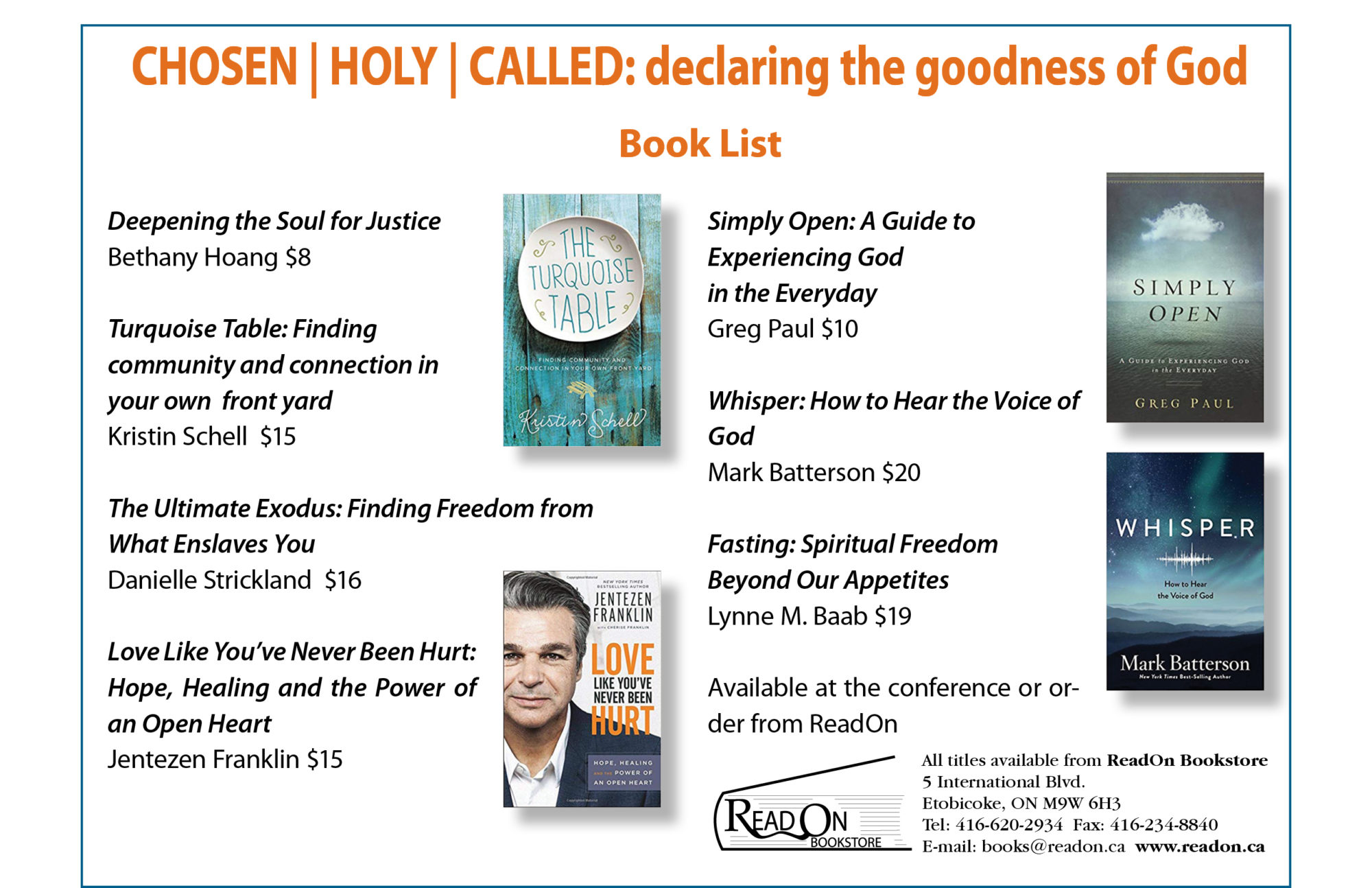 book list for Chosen | Holy | Called . . . declaring the goodness of God